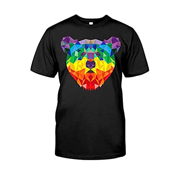 LeetGroupAU Geometric Bear LGBT Rainbow Flag Gay Pride T-Shirt ds580 T-Shirt