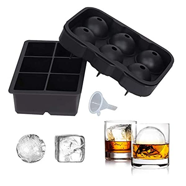 Ball Ice Cube Tray with Funnel (Set of 2 Trays)
